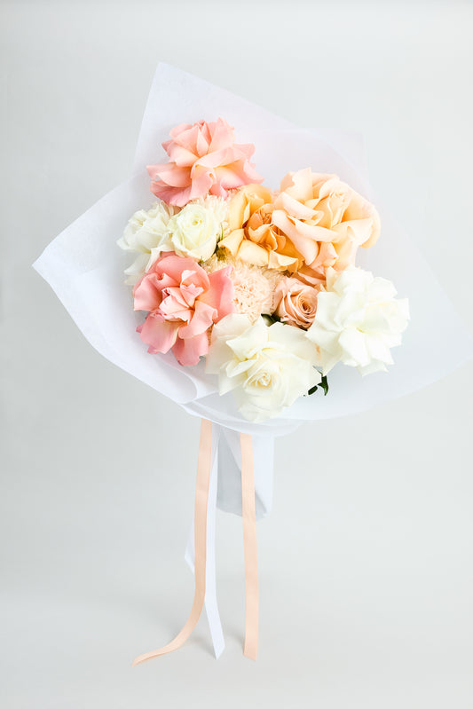Lady Marmalade Bouquet of vibrant pink, orange, and white flowers created by flowerdose.